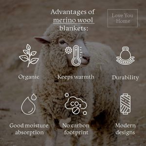 Vlněná merino deka LoveYouHome,140x200cm LoveYouHome Vlněná merino deka LoveYouHome,140x200cm LoveYouHome