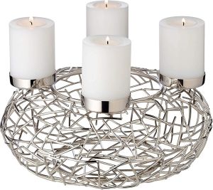Luxusní adventní věnec EDZARD Milano z ušlechtilé oceli, varianty | stříbrný ø 28cm, stříbrný ø 34cm, zlatý ø 34cm, Stříbrný podlouhlý 44cm