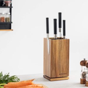 Blok na nože, NAVARIS otočný, magnetický se štětinovou vložkou, akátové dřevo