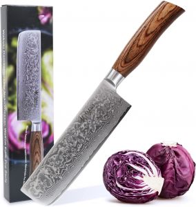Profesionální nůž WAKOLI Nakiri , čepel 18cm, japonská damašková ocel 