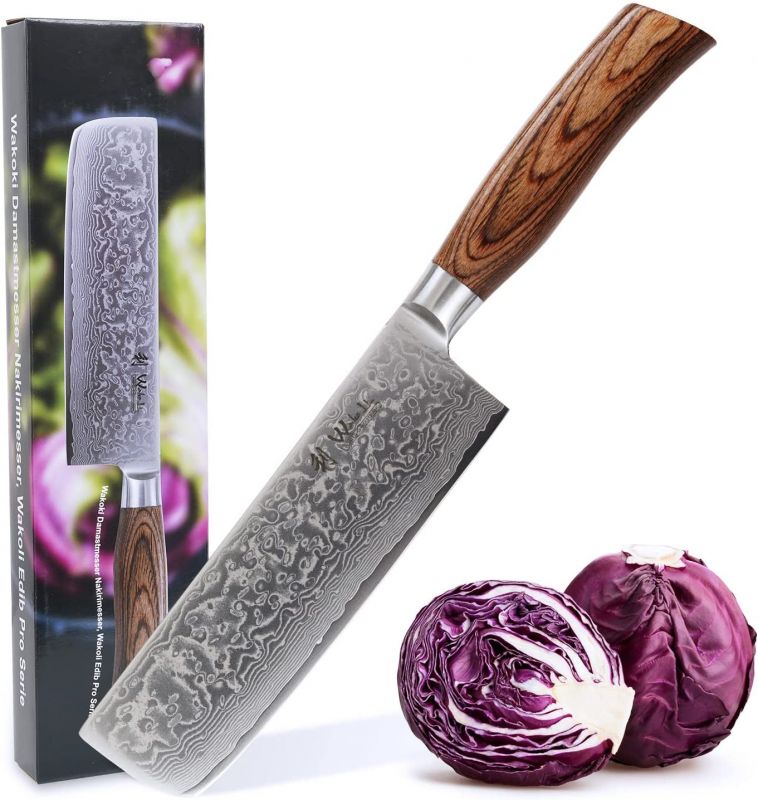 Profesionální nůž WAKOLI Nakiri , čepel 18cm, japonská damašková ocel