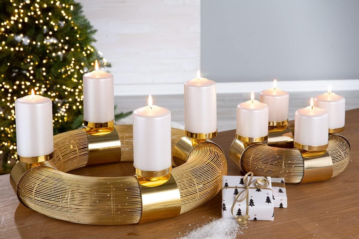 Adventní věnec GILDE, luxusní svícen z ušlechtilé oceli,varianty - Zlatý