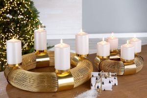 Adventní věnec GILDE, luxusní svícen z ušlechtilé oceli,varianty | Stříbrný