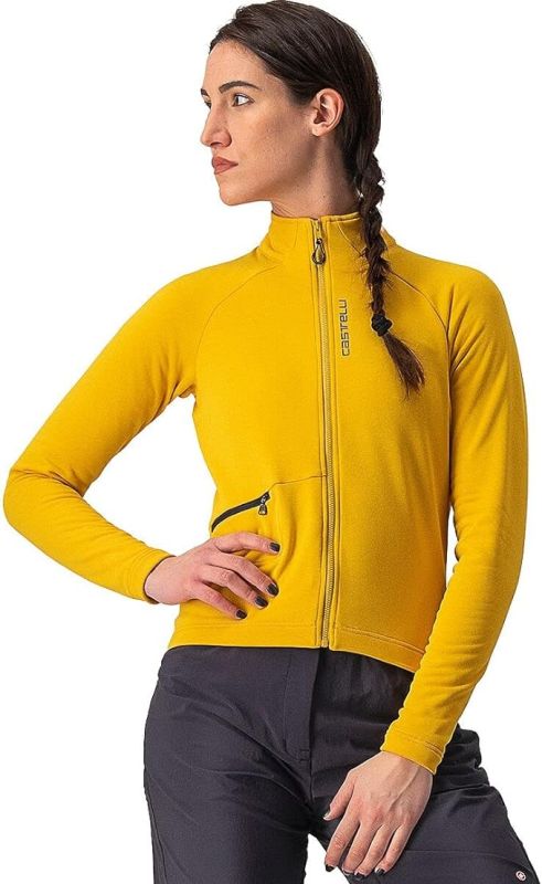 Cyklistický dres CASTELLI UNLIMITED TRAIL,dámský dres s dlouhým rukávem,zateplený,různé barvy, - Žluto-zlatá vel.L