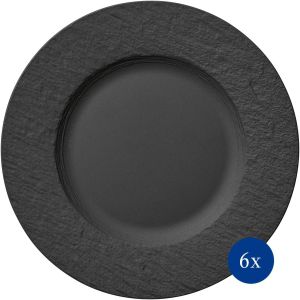 Jídelní talíře VILLEROY & BOCH Manufacture Rock,černá/bílá | Jídelní talíř černý, 27cm, Jídelní talíř bílý, 27cm, Polévkový talíř černý, 23,5cm, Polévkový talíř bílý, 23,5cm