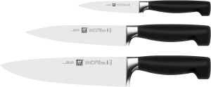 Kuchařské nože ZWILLING - FOUR STAR | Sada 3 nožů, Plátkovací nůž 26cm, Plátkovací nůž 20cm, Plátkovací nůž 16cm, Špikovací nůž 10cm, Špikovací nůž 8cm, Filetovací nůž 18cm