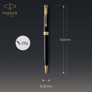 Luxusní plnící pero+kuličkové pero,PARKER Sonnet Matte Black GT Duo Set