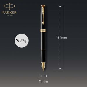 Luxusní plnící pero+kuličkové pero,PARKER Sonnet Matte Black GT Duo Set
