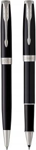 Luxusní plnící pero+kuličkové pero,PARKER Sonnet Matte Black GT Duo Set
