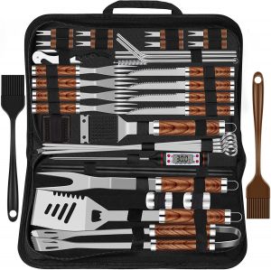 Grilovací nářadí Grilliance BBQ sada 38ks, kufřík, různé varianty: | Dřevo, Černá, Nerez
