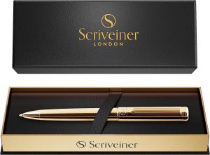 Luxusní kuličkové pero SCRIVEINER s povrchovou úpravou 24karátovým zlatem | Stříbrná, Zlatá, Černá, Červená, Modrá