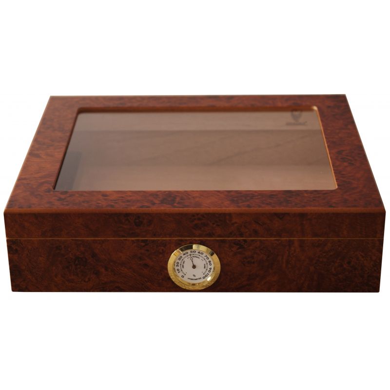 GERMANUS - Mensalla Humidor na doutníky s vlhkoměrem na cca 30 doutníků - Hnědá