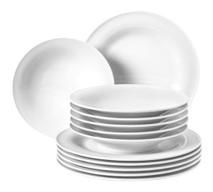 Jídelní servis,porcelán SELTMANN WEIDEN BEAT s reliéfem drážek 12dílný, varianty | Bílá, Šedá, Modrá, Zelená, Písková