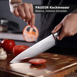 Sada profesionálních nožů PAUDIN, ušlechtilá damašková ocel + blok na nože 14dílná PAUDIN