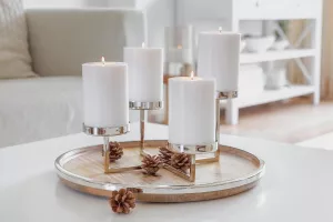Adventní věnec/svícen EDZARD z ušlechtilé oceli, varianty: