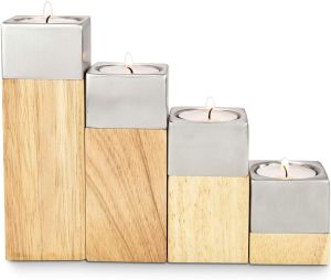 DŘEVĚNÉ SVÍCNY ROMINOX-set 4 kusů,moderním design