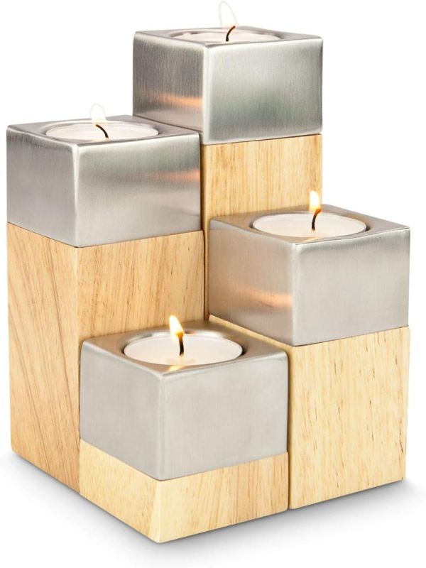 DŘEVĚNÉ SVÍCNY ROMINOX-set 4 kusů,moderním design
