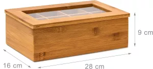 Krabička na čaj RELAXDAYS,varianty - 2. 28,5 x 16 x 9cm plné víko RELAXDAYS