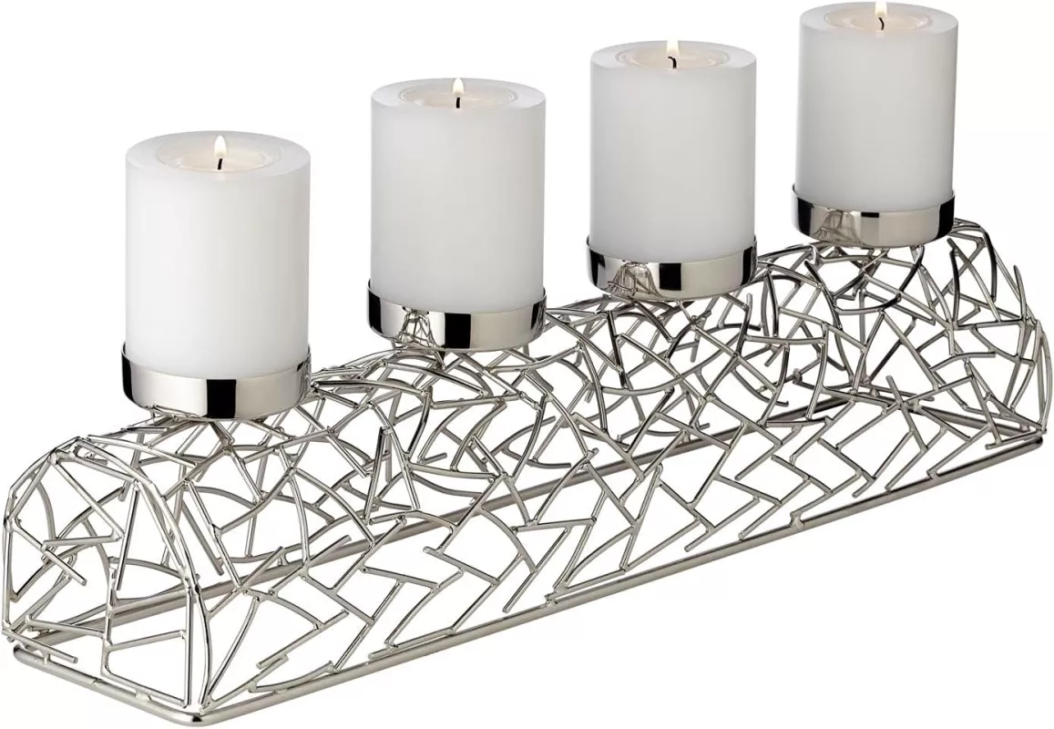 Luxusní adventní věnec EDZARD Milano z ušlechtilé oceli, varianty - Stříbrný podlouhlý 44cm