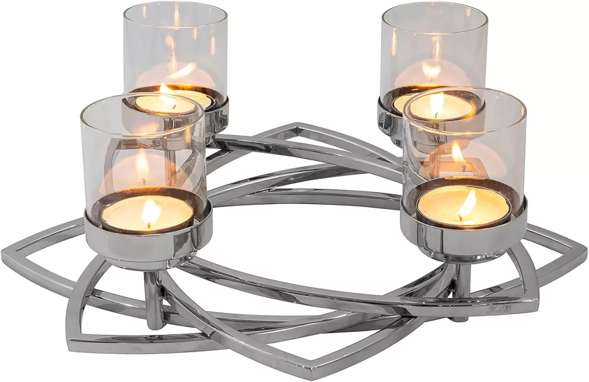 Luxusní adventní věnec FINK z ušlechtilé oceli, varianty: -