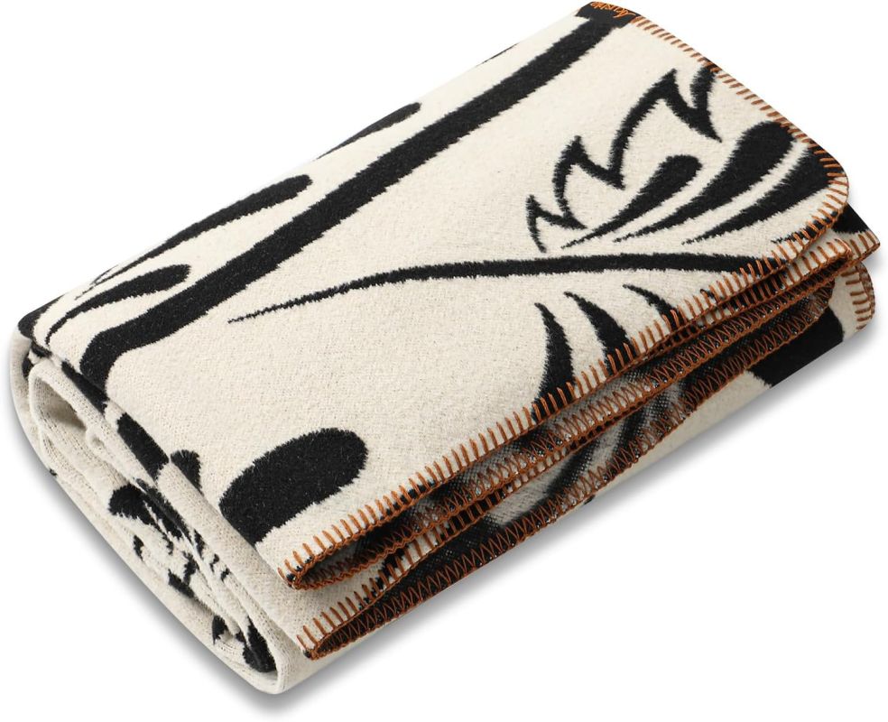 Vlněná, luxusní merino deka ACUSHLA, různé barvy - Bílo černá 160x200cm,15% merino vlna 85% polyester