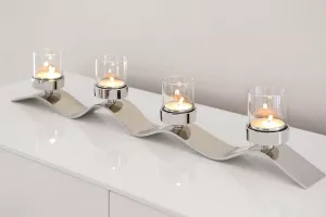 Svícen/adventní věnec Fink Wave z ušlechtilé oceli, varianty: