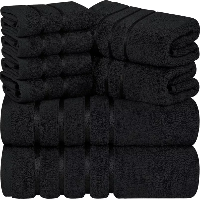 8 dílná sada osušek a ručníků UTOPIA TOWELS 100% bavlna, varianty: - Černá