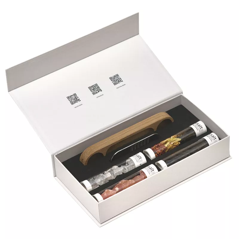 Luxusní set Spice Tasters RIVSALT se struhadlem - 2x sůl, pepř, chili, v dárkovém balení