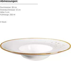 Talíř na těstoviny 4ks-MÄSER Série Pintar, Ø 26 cm, porcelán