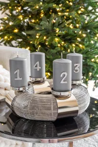 Adventní věnec EDZARD Flax, luxusní svícen z ušlechtilé oceli, ø 36cm