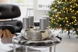 Adventní věnec EDZARD Flax, luxusní svícen z ušlechtilé oceli, ø 36cm