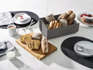 Chlebník s prkénkem Alessi-Mattina,tmavě šedý