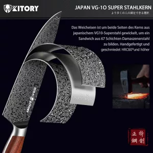 Japonský, damaškový nůž KITORY-santalové dřevo,různě druhy: KITORY