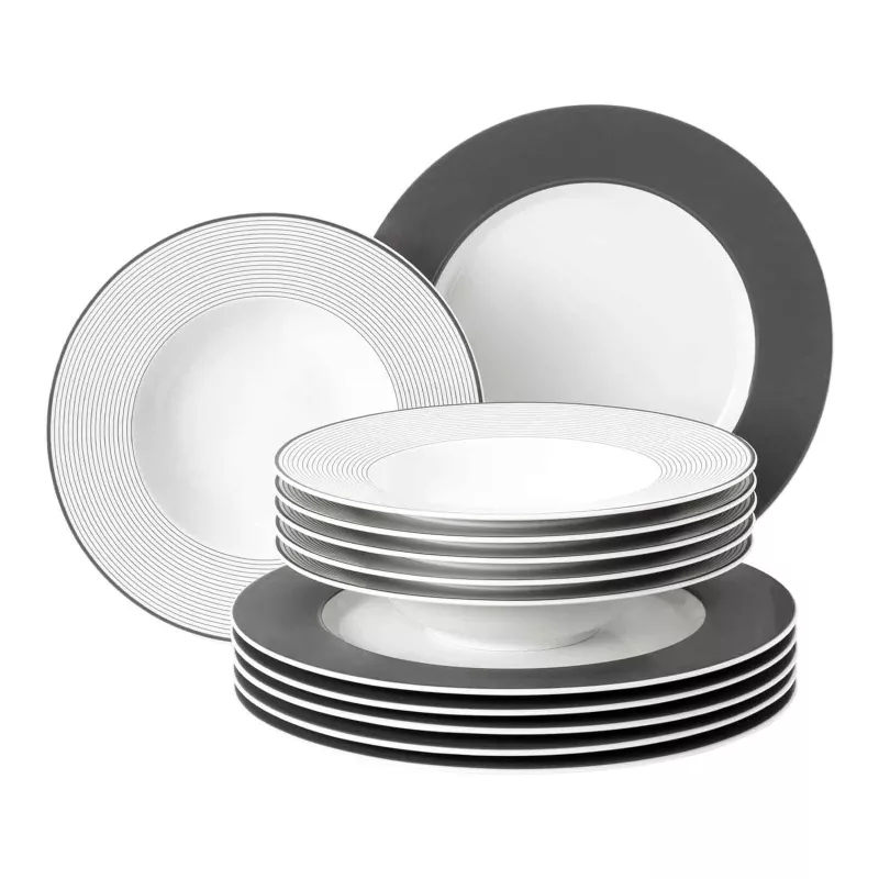 Jídelní servis,porcelán SELTMANN WEIDEN NO LIMITS bílo šedá