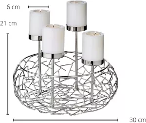 Luxusní adventní věnec EDZARD Milano z ušlechtilé oceli, varianty - zlatý ø 34cm