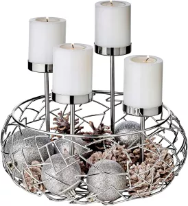 Luxusní adventní věnec EDZARD Milano z ušlechtilé oceli, varianty - zlatý ø 34cm