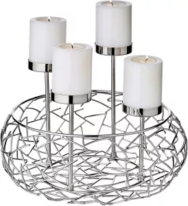 Luxusní adventní věnec EDZARD Milano z ušlechtilé oceli, varianty - zlatý ø 34cm