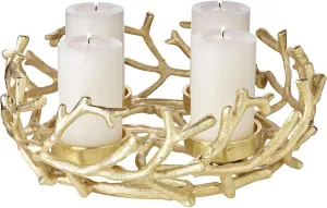 Luxusní adventní věnec EDZARD Porus, poniklovaný hliník,zlatá