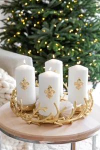 Luxusní adventní věnec EDZARD Porus, poniklovaný hliník,zlatá