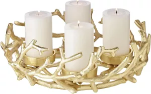 Luxusní adventní věnec EDZARD Porus, poniklovaný hliník,zlatá