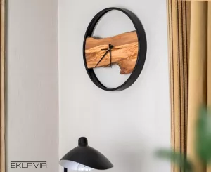 Nástěnné hodiny Eklavia®, olivové dřevo, ručně vyrobené,varianty: