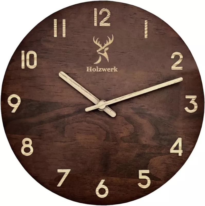 Nástěnné hodiny Holzwerk, dřevěné, 25cm, varianty: - Hnědé