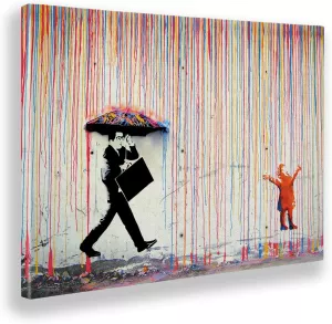 Obraz na plátně Banksy - Barevný déšť, varianty: GIALLOBUS