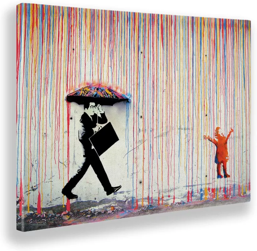 Obraz na plátně Banksy - Barevný déšť, varianty: - 100x70cm GIALLOBUS
