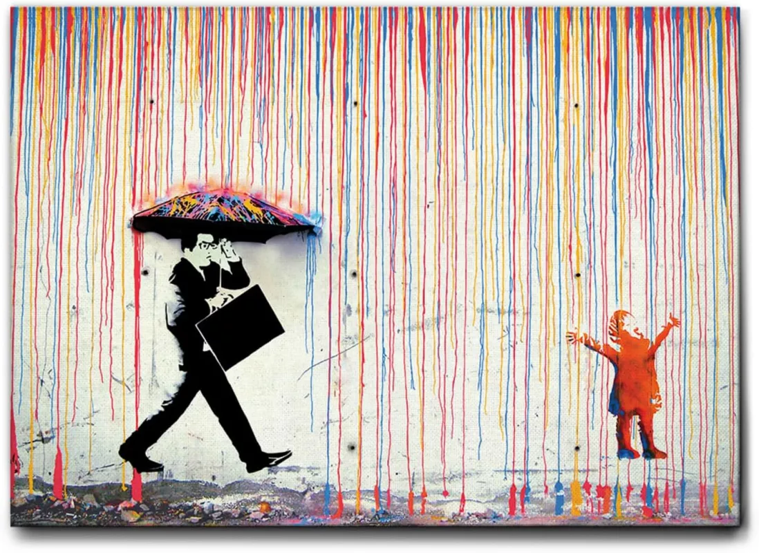 Obraz na plátně Banksy - Barevný déšť, varianty: GIALLOBUS