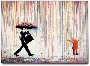 Obraz na plátně Banksy - Barevný déšť, varianty: | 50x70cm, 100x70cm