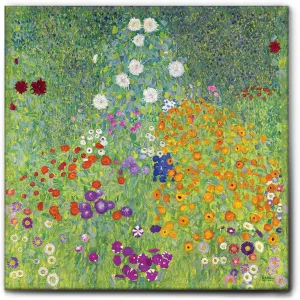Obraz na plátně Gustav Klimt - Květinová zahrada, 70x70cm