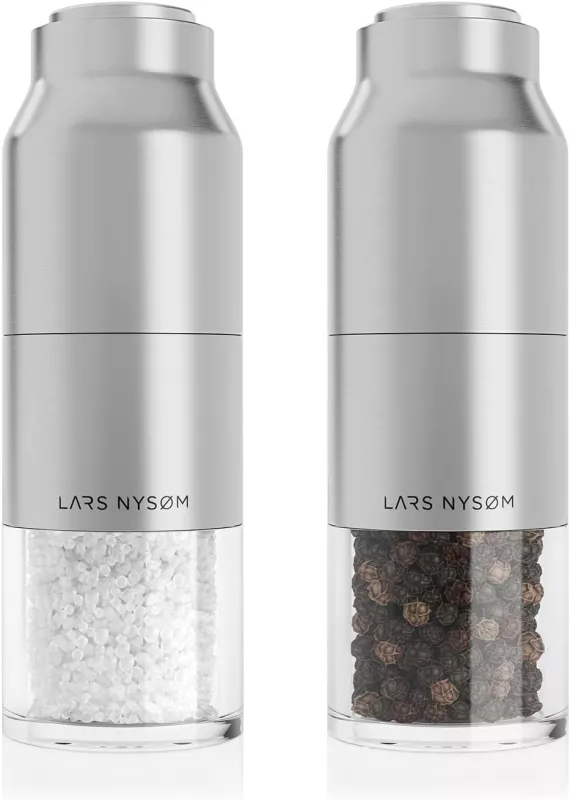 Sada luxusních mlýnků na koření LARS NYSØM, varianty: - Nerezová ocel LARS NYSØM