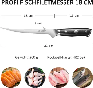 Filetovací nůž PAUDIN, damašková ocel,čepel 18cm PAUDIN