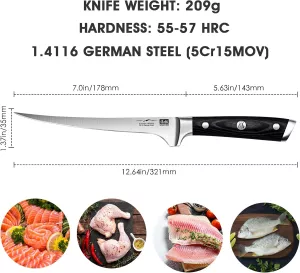 Filetovací nůž SHAN ZU,dřevo Pakka, damašková ocel,čepel 18cm